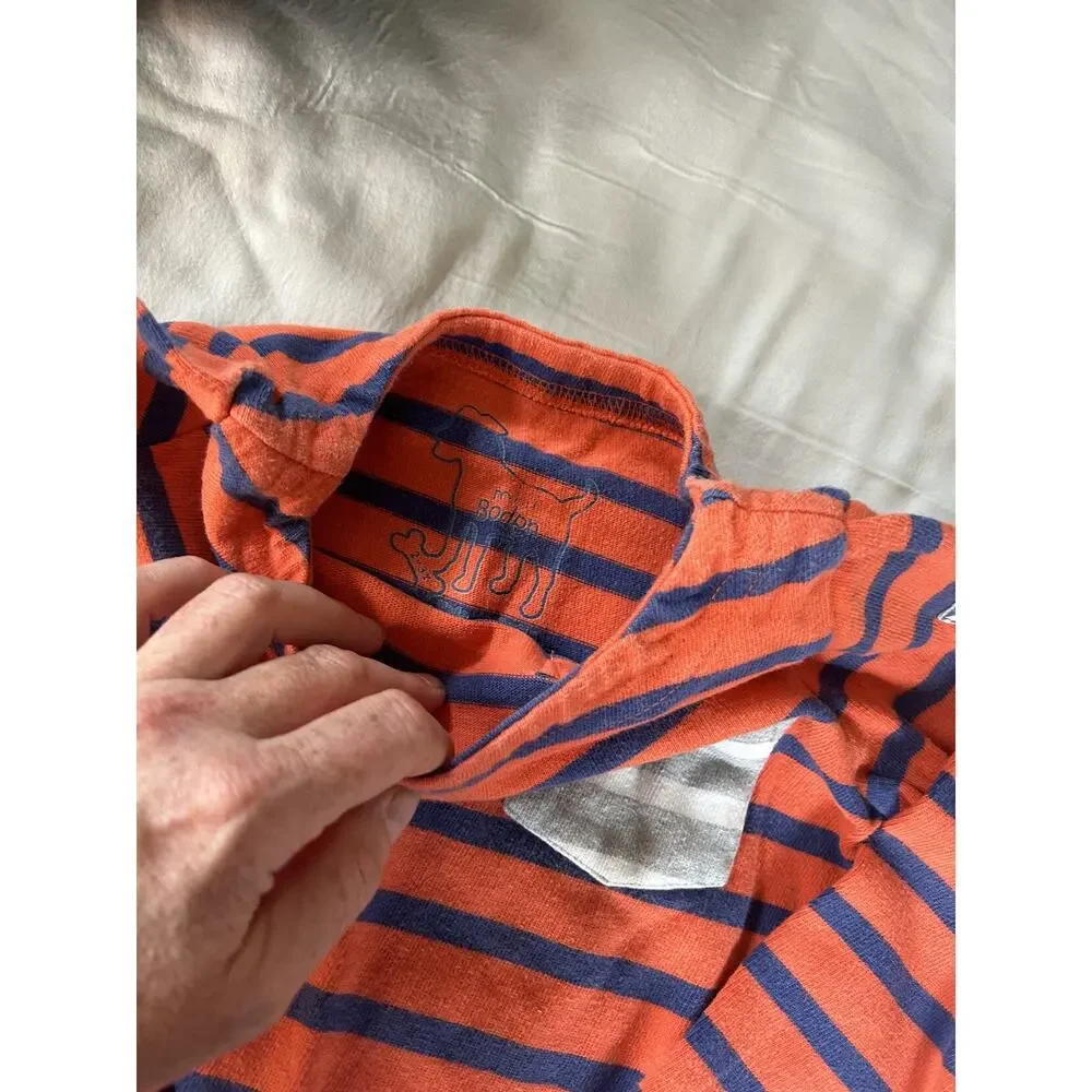 Mini Boden Orange And Blue Stripe Shirt size 2-3